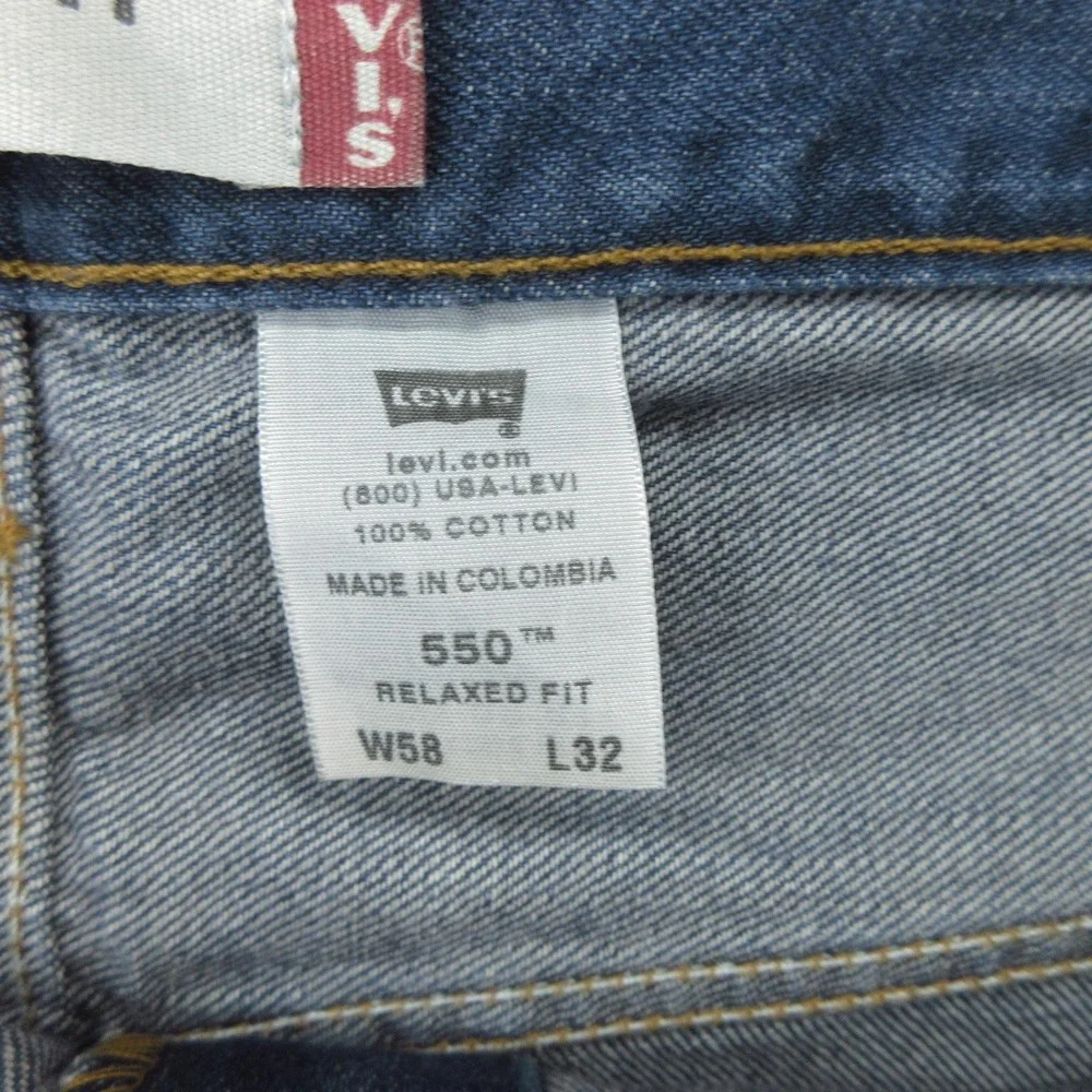 Vintage Levis 550 Jeans Mens 58x32 Relaxed Fit Big & Tall Denim Zip Fly NOS